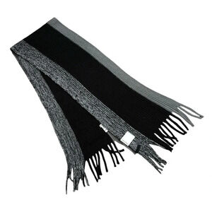 NWT Calvin Klein Black & Gray Colorblock Chunky Raschel Muffler Scarf One Size